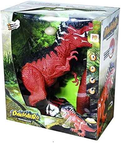 Dinossauro de Brinquedo que Bota Ovos Tiranossauro Rex que Anda com Som e Luz Vermelho