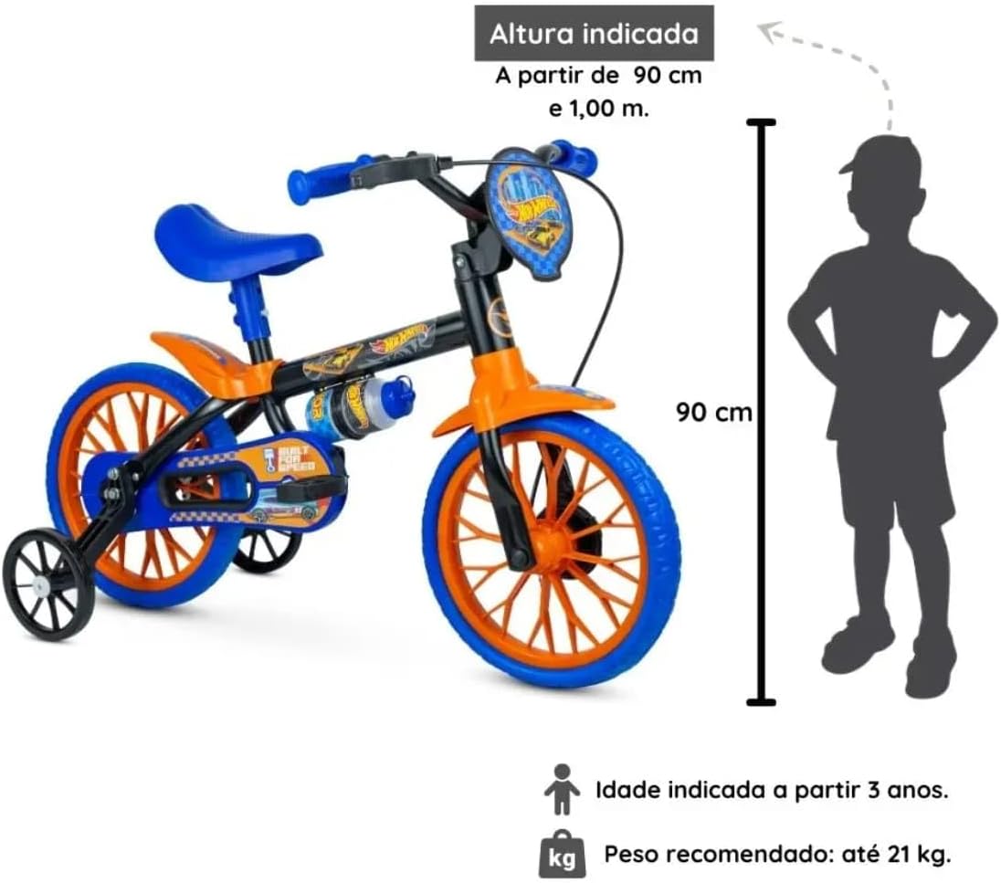 Nathor Bicicleta Infantil Aro 12 Hot Wheels