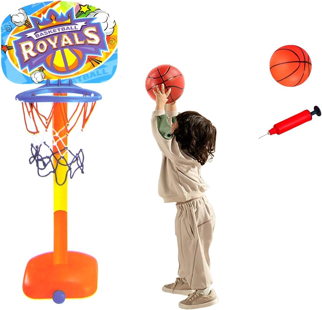 Kit Basquete Infantil Royals com Tabela, Suporte Ajustável, Bola e Bomba de Ar