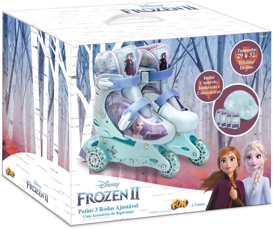 Frozen - Patins 3 Rodas Ajustável 29/32 com acessórios de segurança
