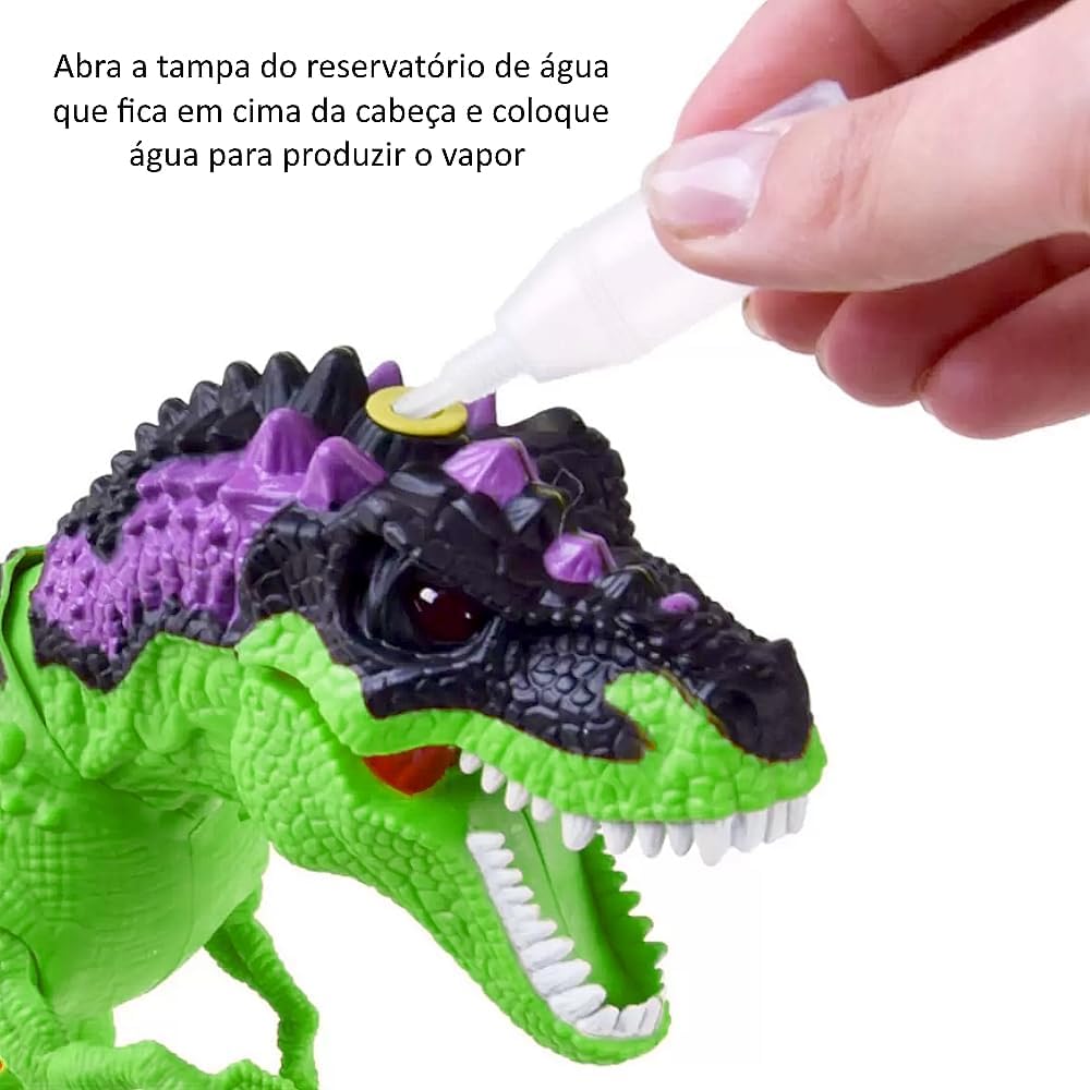 Dino Tiranossauro Rex de Controle Remoto com 40cm Bota Ovo e Solta Fumaça