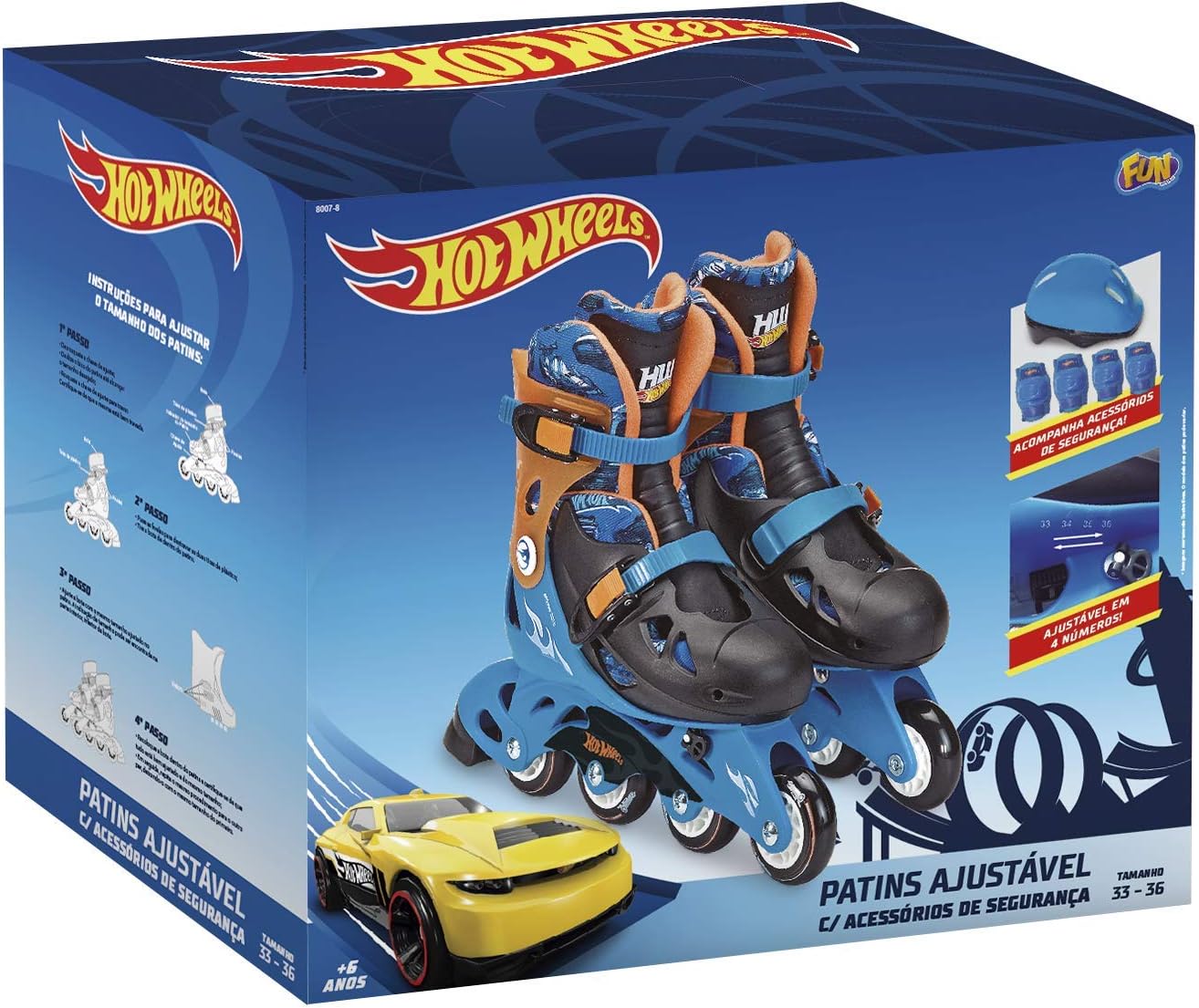 Hot Wheels Patins Ajustáveis 33 a 36 - Fun Divirta-se
