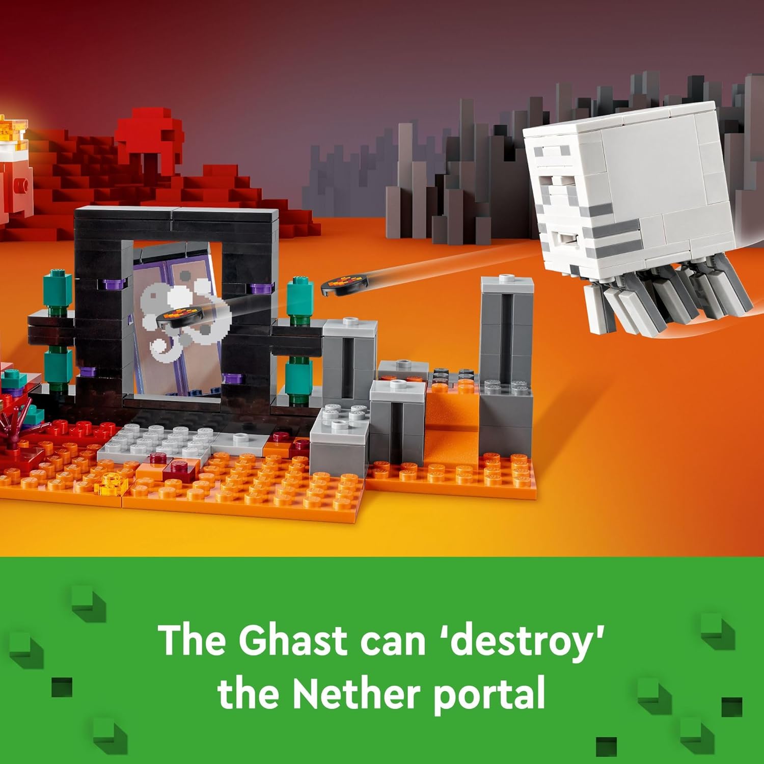 LEGO® Minecraft® – A Emboscada no Portal do Nether Brinquedo de Montar com Jogos Interativos 21255