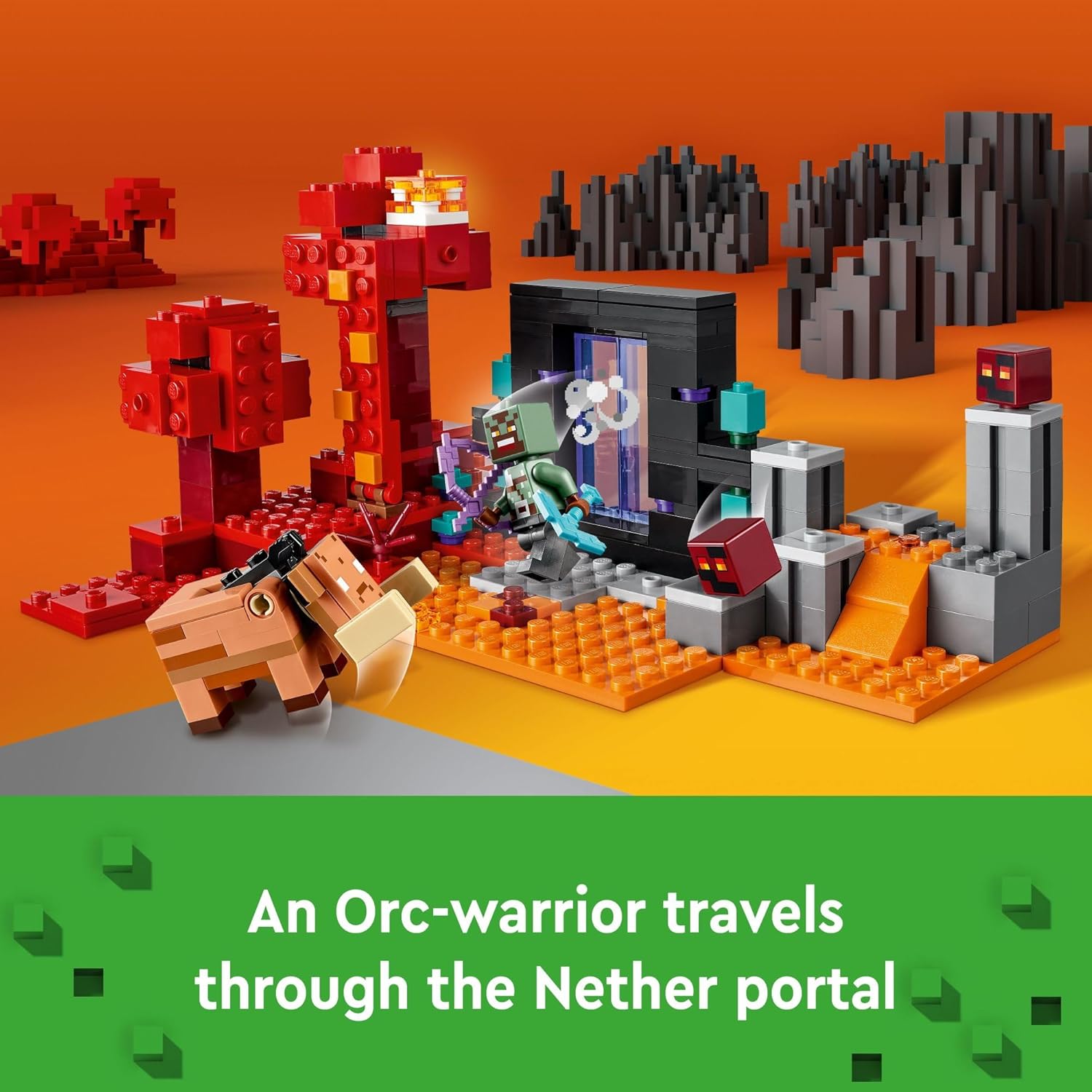 LEGO® Minecraft® – A Emboscada no Portal do Nether Brinquedo de Montar com Jogos Interativos 21255
