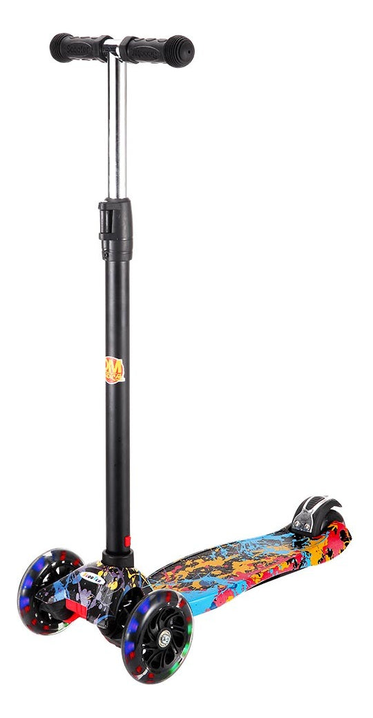 Patinete Infantil Radical Flash Com Luzes Em Todas As Rodas Paint cor preto DM Toys