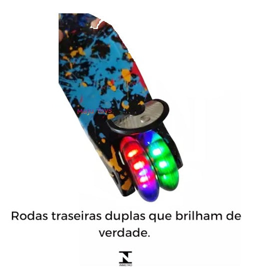 Patinete Infantil Radical Flash Com Luzes Em Todas As Rodas Paint cor preto DM Toys