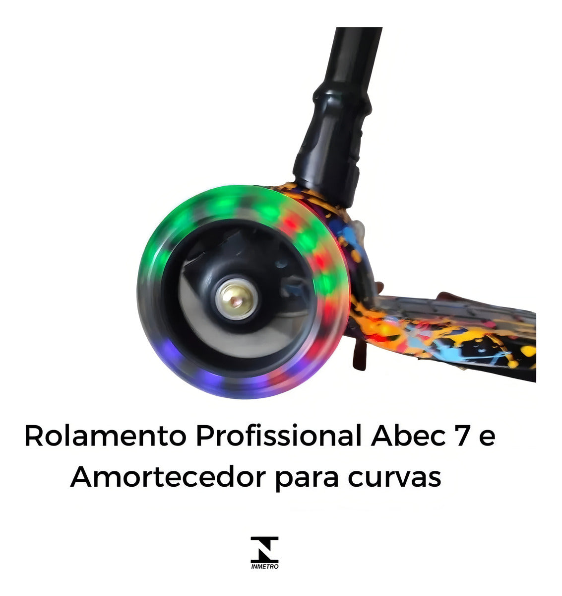 Patinete Infantil Radical Flash Com Luzes Em Todas As Rodas Paint cor preto DM Toys