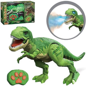 Dinossauro T-Rex de Controle Remoto Multifuncional, Verde, Brinquedo Eletrônico com Som e Luz, Controles de som e movimento