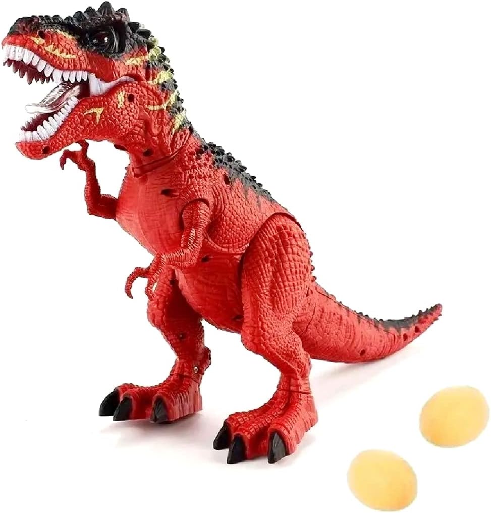 Dinossauro de Brinquedo que Bota Ovos Tiranossauro Rex que Anda com Som e Luz Vermelho