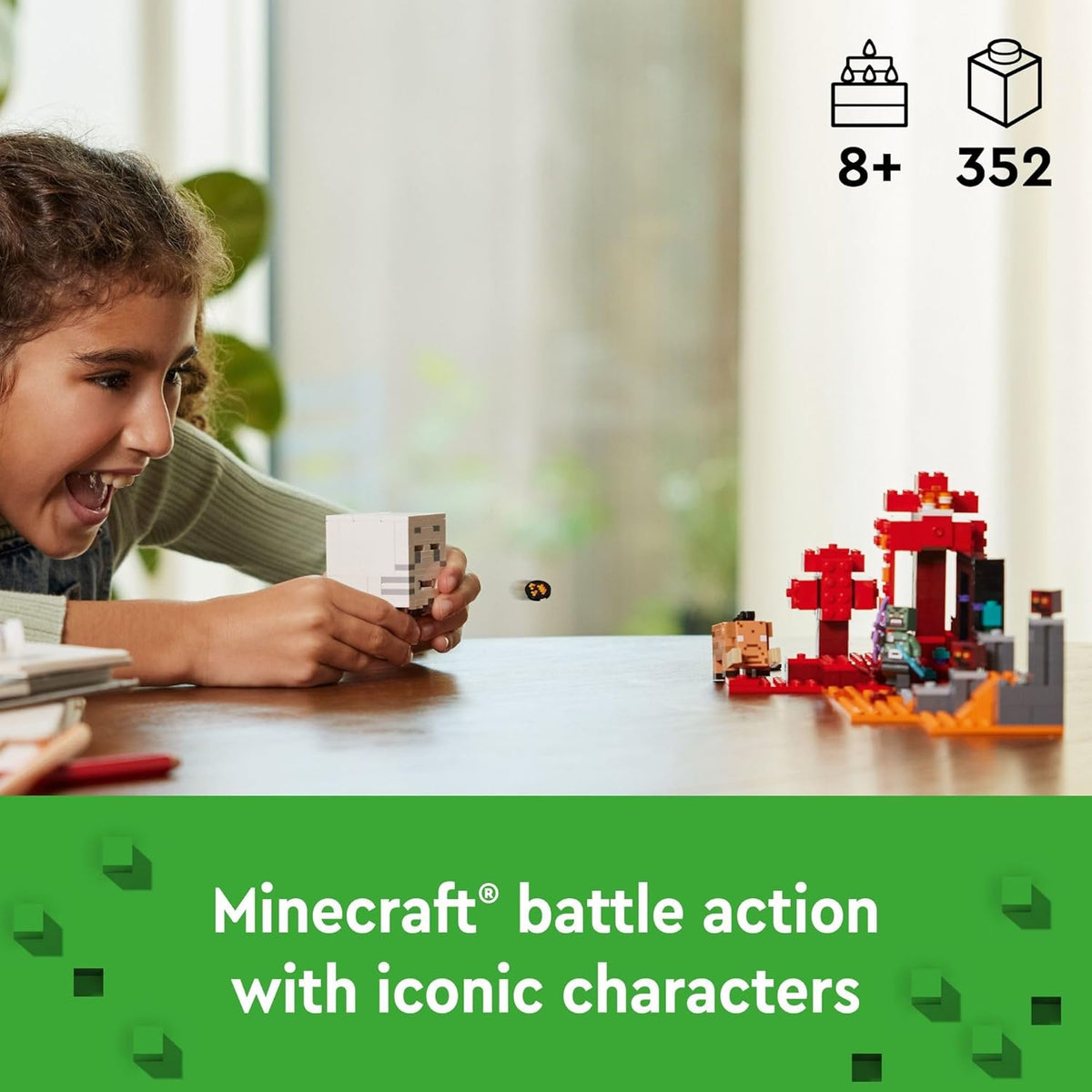 LEGO® Minecraft® – A Emboscada no Portal do Nether Brinquedo de Montar com Jogos Interativos 21255
