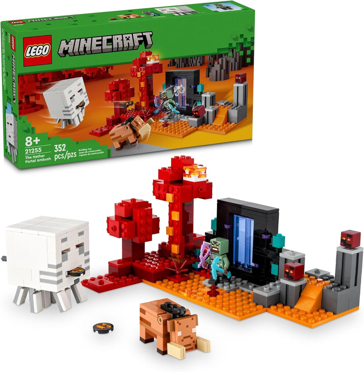 LEGO® Minecraft® – A Emboscada no Portal do Nether Brinquedo de Montar com Jogos Interativos 21255