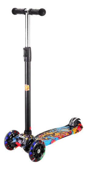 Patinete Infantil Radical Flash Com Luzes Em Todas As Rodas Paint cor preto DM Toys