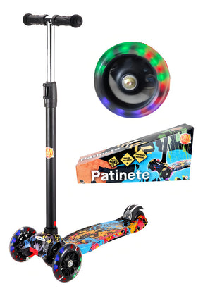 Patinete Infantil Radical Flash Com Luzes Em Todas As Rodas Paint cor preto DM Toys